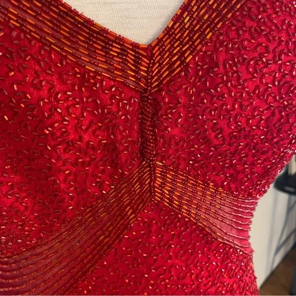 Scala Red beaded Evening Gown - Picture 14 of 16